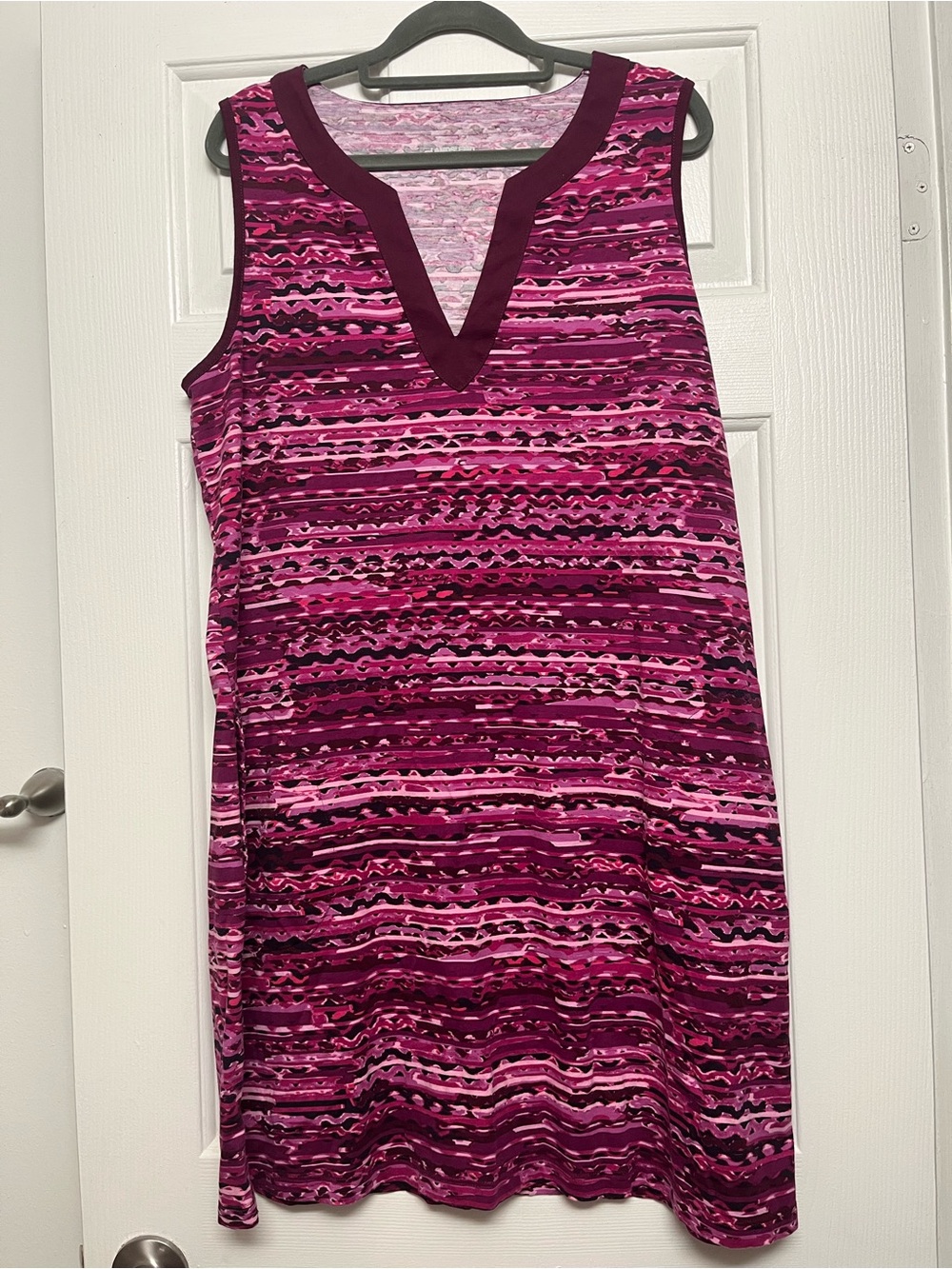 Lands' End Pink and Gray Patterned Top